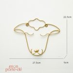 Porte-clé mural décoratif en forme de tête dorée