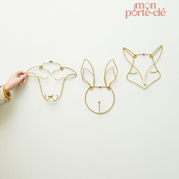 Élégant porte-clé mural en métal doré pour maison