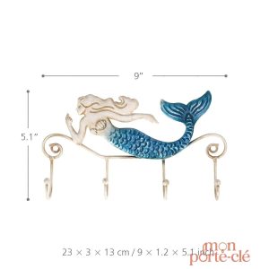 Porte-clé mural en forme de sirène, pratique et décoratif