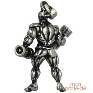 Porte-clé musculation avec design athlétique et moderne