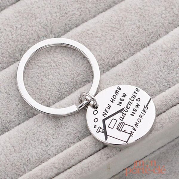 Porte-clé rond avec motif maison, cadeau idéal