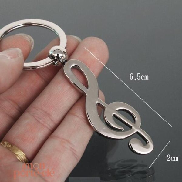 Porte-clé en métal design note de musique