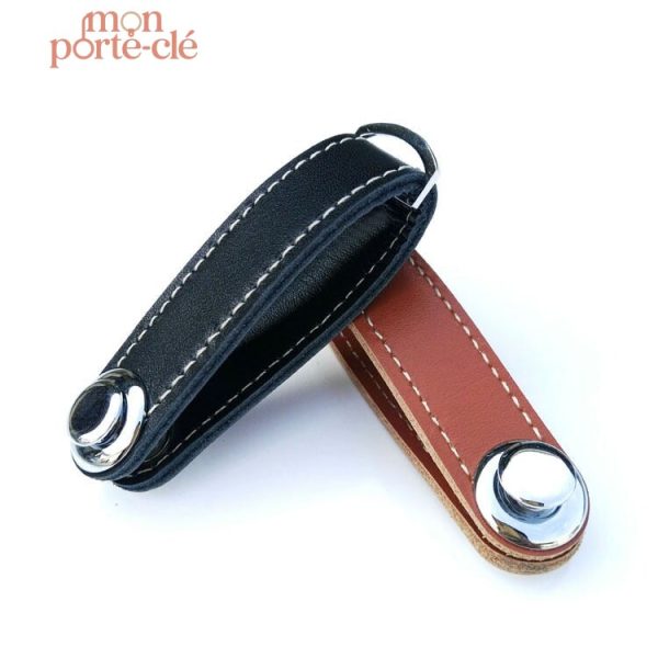 Porte-clé compact en cuir résistant