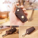 Porte clé en cuir design origami