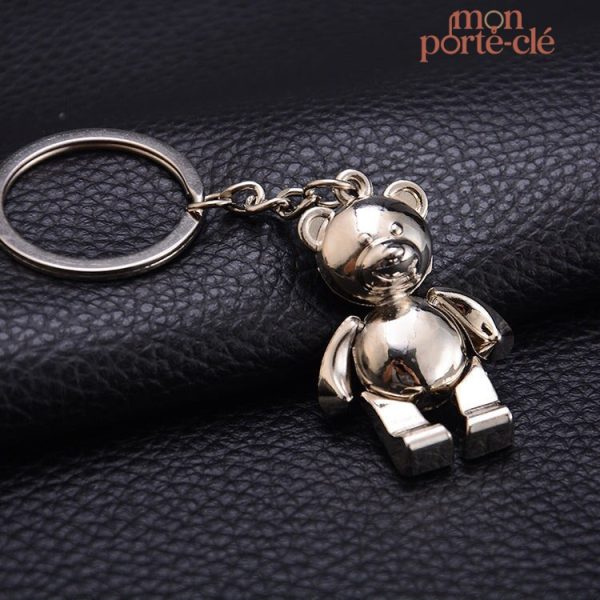 Porte-clé ours articulé en métal