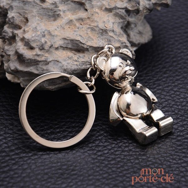 Porte-clé ours en métal, style unique