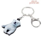 Porte-clé ours blanc, accessoire tendance et mignon
