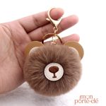 Accessoire porte-clé pompon ours mignon et tendance