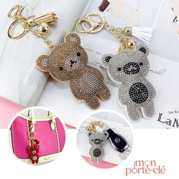 Porte-clé ours strass, idée de cadeau originale