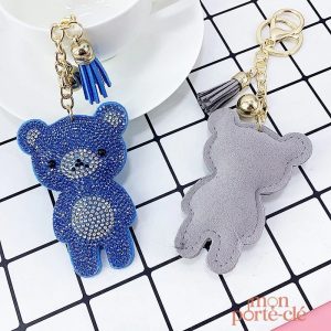 Porte-clé ours avec strass scintillants