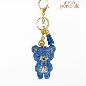 Porte-clé ours en métal, style chic