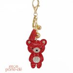 Porte-clé ours orné de strass brillants