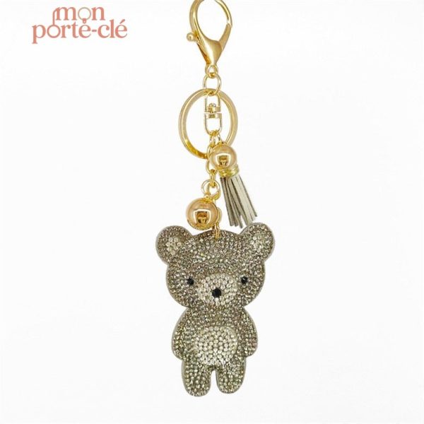 Porte-clé ours à strass pour cadeau
