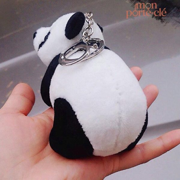 Accessoire porte-clé en peluche panda, idéal pour un cadeau amusant