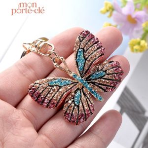 Porte-clé papillon en métal durable
