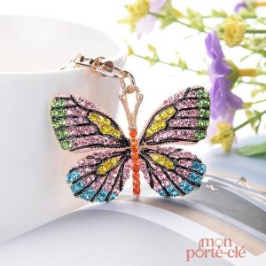 Porte-clé papillon avec breloque unique