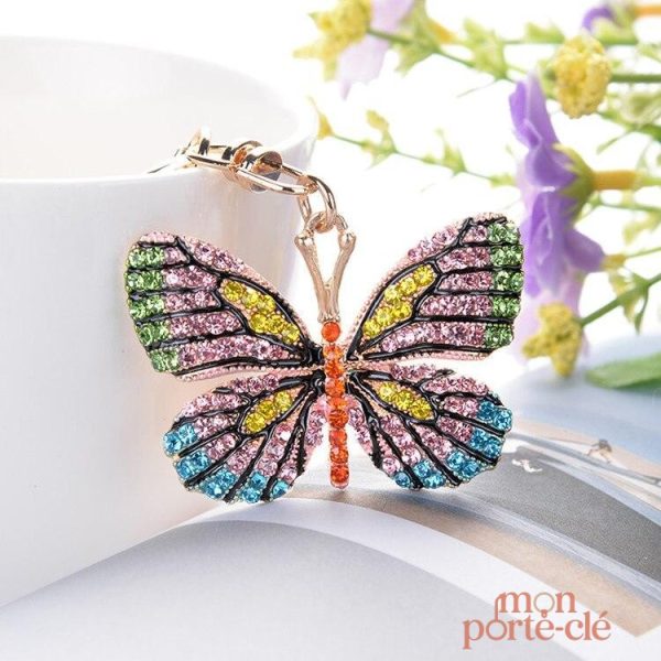 Porte-clé papillon avec breloque unique