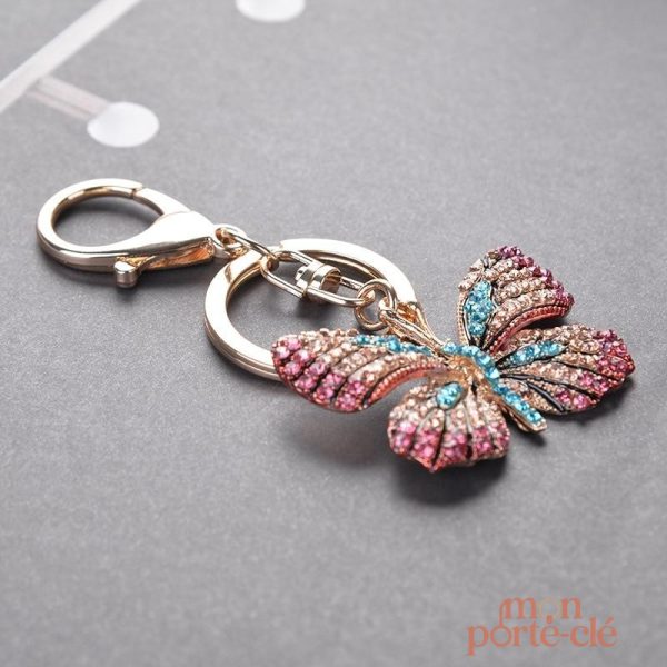 Porte-clé papillon en forme de cœur