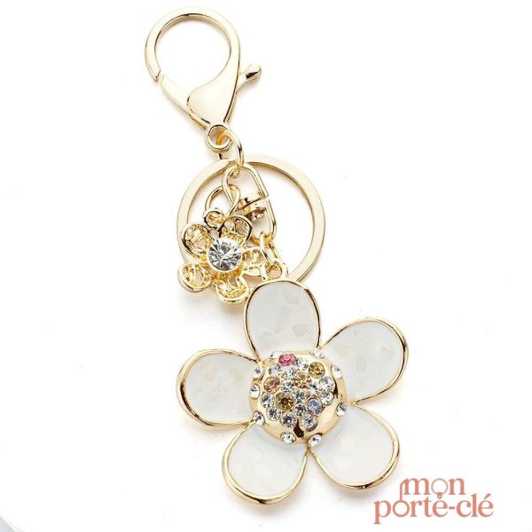 Porte-clé floral design Pâquerette, accessoire tendance