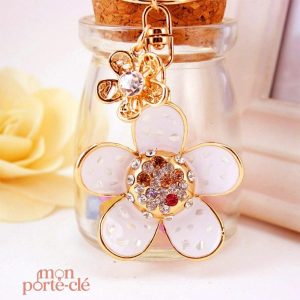 Porte-clé illustré Pâquerette, style élégant et ludique