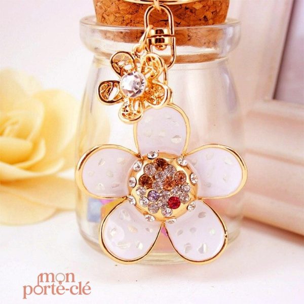 Porte-clé illustré Pâquerette, style élégant et ludique