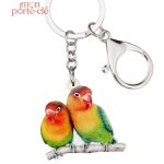 Porte-clé perroquet coloré en métal pour les amoureux des animaux