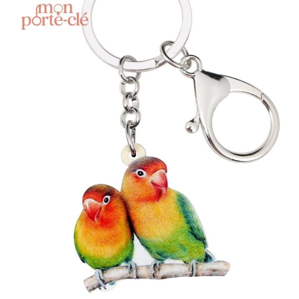 Porte-clé perroquet coloré en métal pour les amoureux des animaux