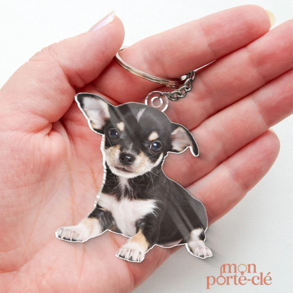 Accessoire porte-clé chien en acrylique personnalisable