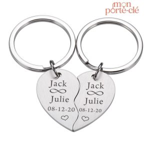 Porte-clé unique en cœur brisé pour un cadeau spécial