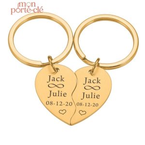 Design de porte-clé cœur brisé personnalisé à offrir