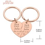 Porte-clé cœur brisé avec gravure personnalisée disponible