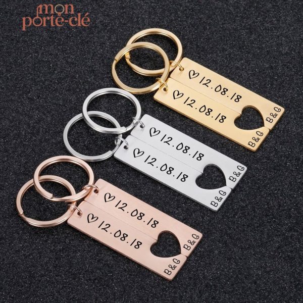 Porte-clé gravé pour couples, idéal pour les amoureux
