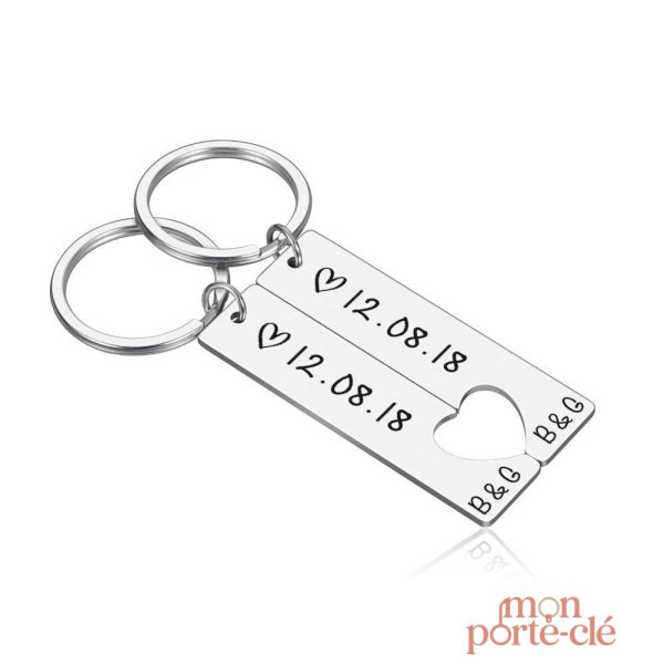 Porte-clé personnalisé avec initiales, symbole d'amour