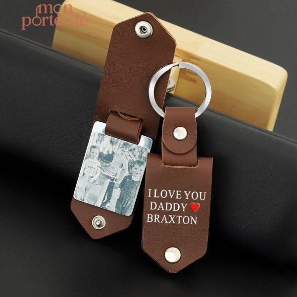 Porte-clé personnalisé en cuir avec photo