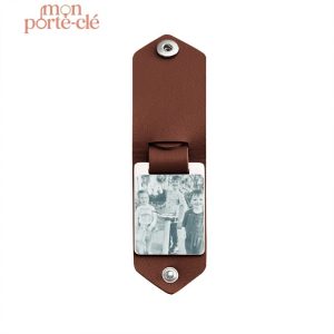 Accessoire porte-clé en cuir avec image