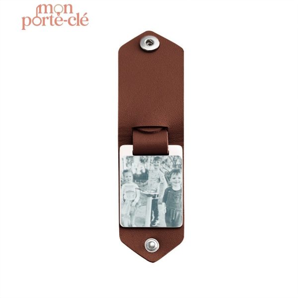 Accessoire porte-clé en cuir avec image