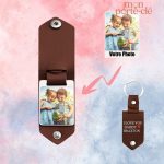 Porte-clé en cuir avec impression photo personnalisée