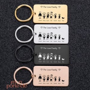 Porte-clé personnalisé famille design unique