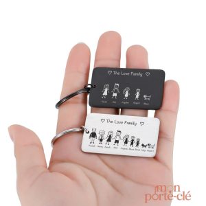 Porte-clé familial avec gravure personnalisée