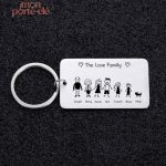 Porte-clé avec noms de famille gravés, idée cadeau