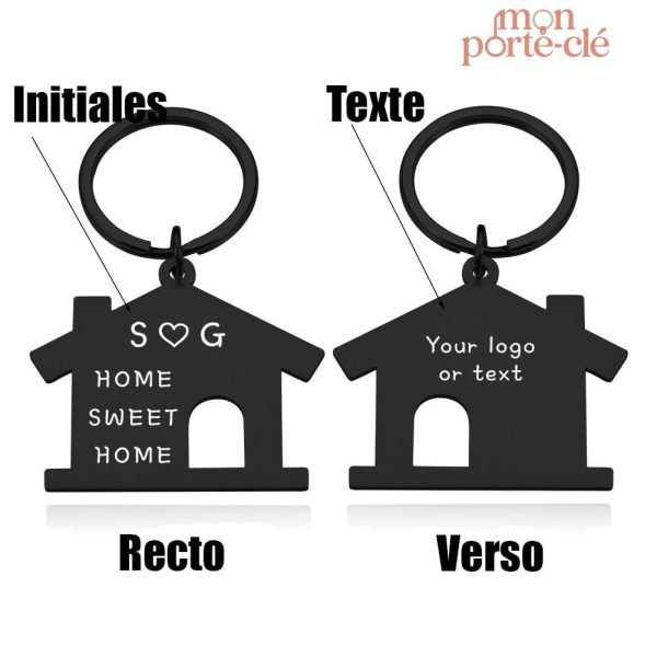 Porte-clé maison unique avec gravure personnalisée