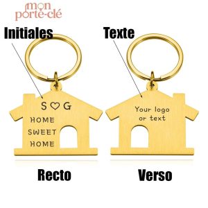 Porte-clé original en forme de maison à personnaliser