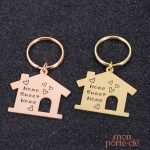 Porte-clé en bois en forme de maison personnalisable