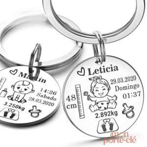 Porte-clé unique avec date de naissance gravée