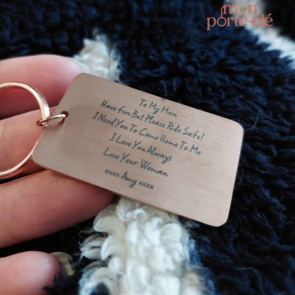 Porte-clé avec texte sur mesure pour cadeau spécial