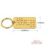 Porte-clé phrase personnalisée en métal élégant