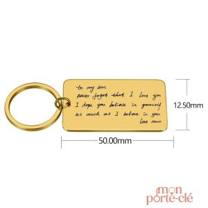 Porte-clé phrase personnalisée en métal élégant
