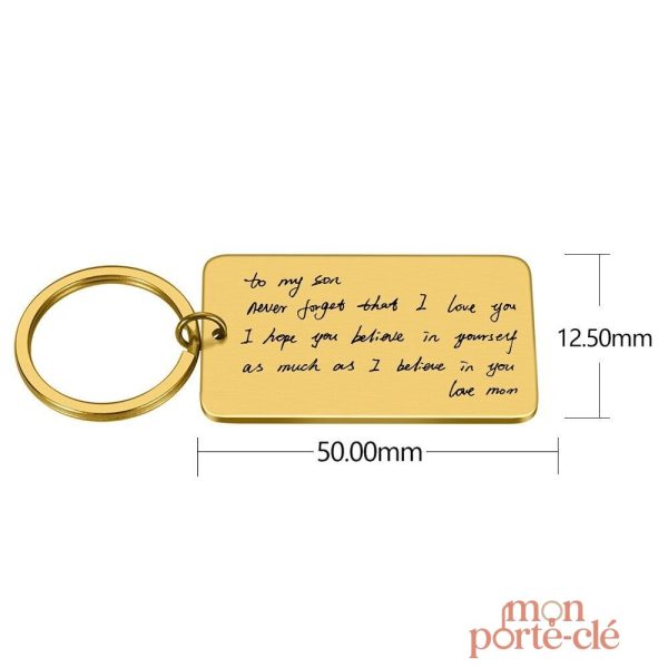 Porte-clé phrase personnalisée en métal élégant