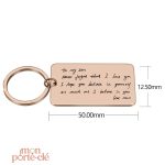 Porte-clé unique avec inscription personnalisée