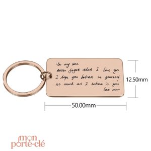 Porte-clé unique avec inscription personnalisée